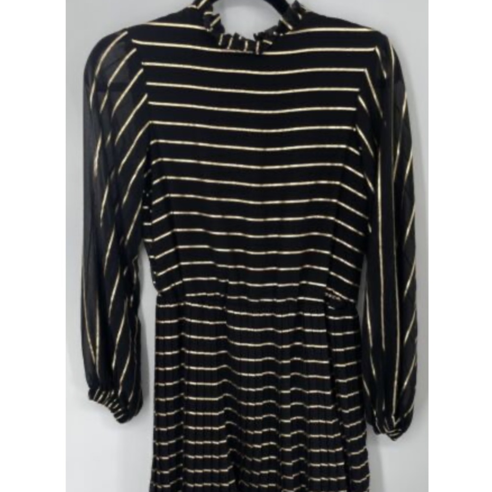 NWT Pinko Up girls black and gold striped long sleeve dress sz 12Y